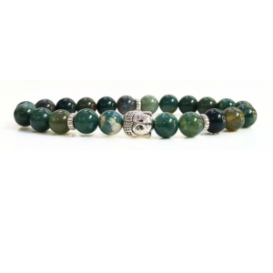 Moos Agate With Buddha Head 8MM Bracelet