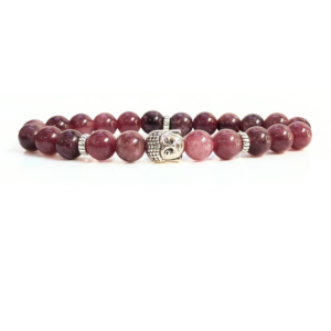 Pink Tourmaline With Buddha Head 8MM Bracelet