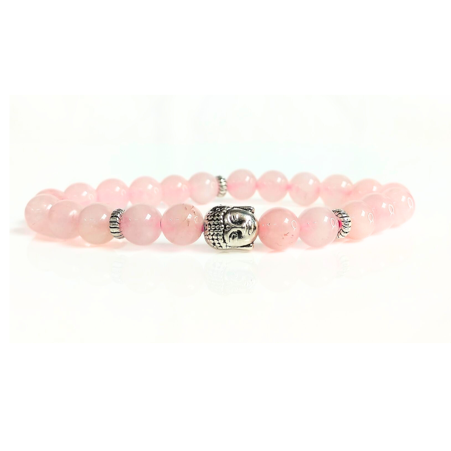rose Rose Quartz With Buddha Head 8MM Bracelet