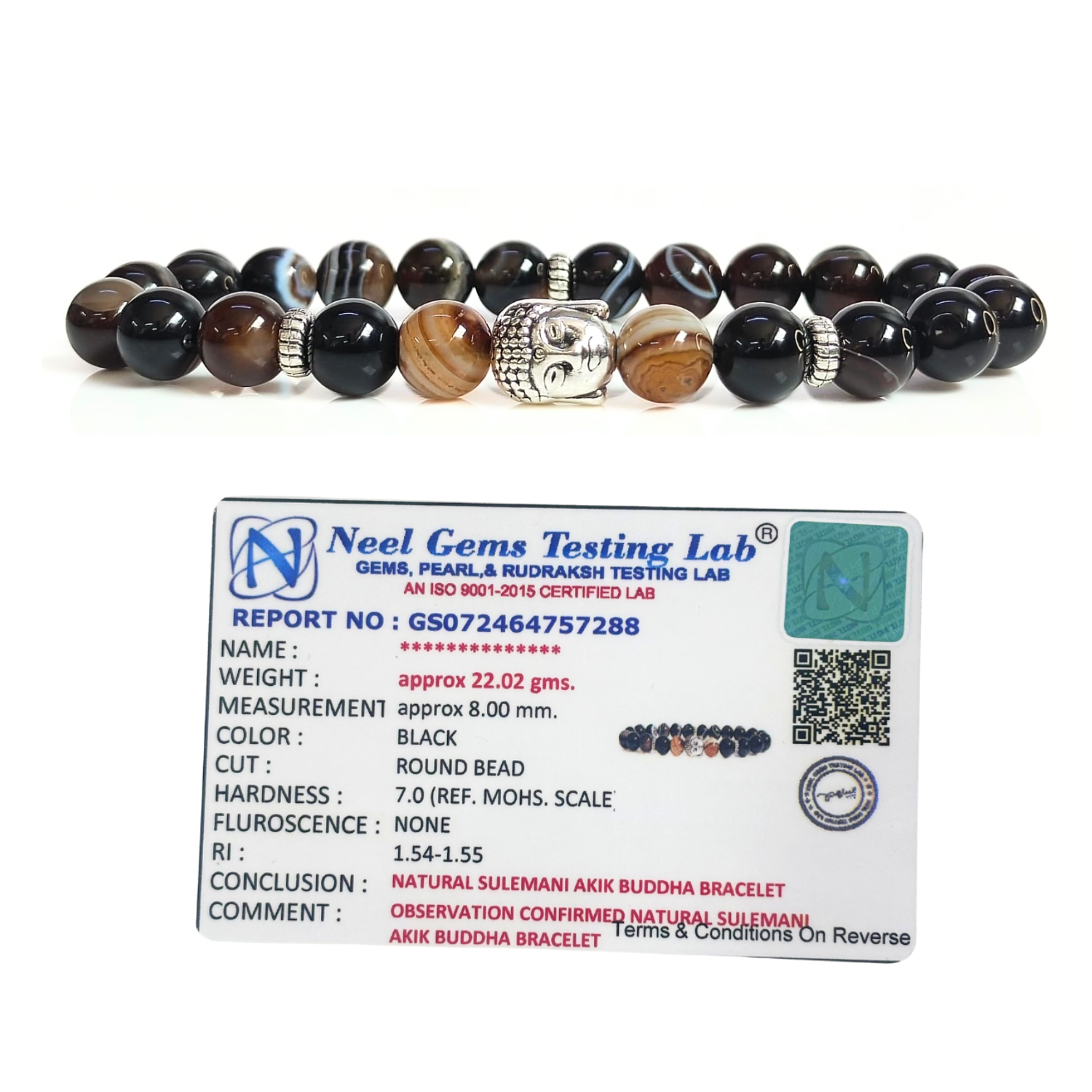 sulemani Hakik Sulemani Hakik With Buddha Head 8MM Bracelet