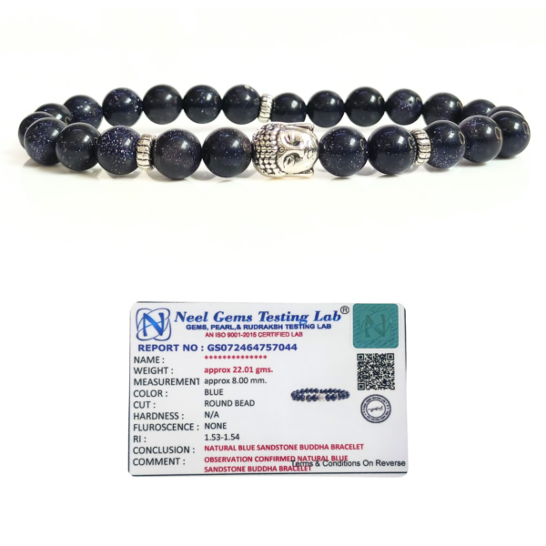 Blue Sandstone With Buddha Head 8MM Bracelet