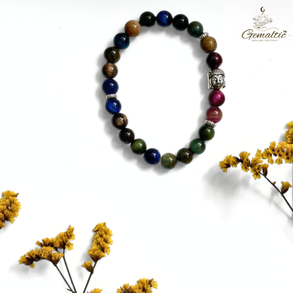 Rainbow Tiger Eye With Buddha Head 8MM Bracelet