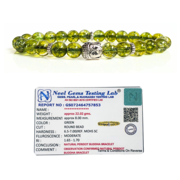 Peridot With Buddha Head 8MM Bracelet