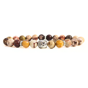 African Zebra Jasper Bracelet With Buddha Head 8MM