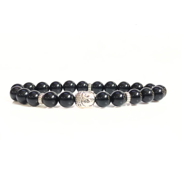 Black Obsidian Bracelet With Buddha Head 8MM