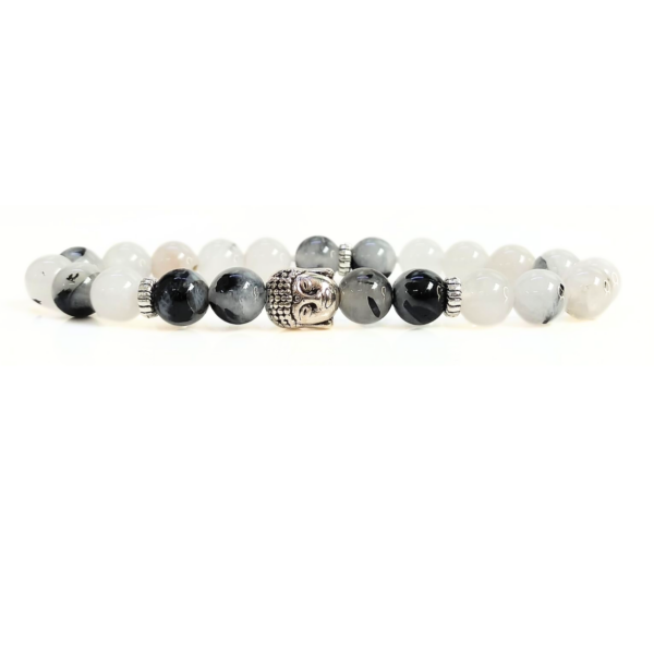 Rutile Quartz With Buddha Head 8MM Bracelet