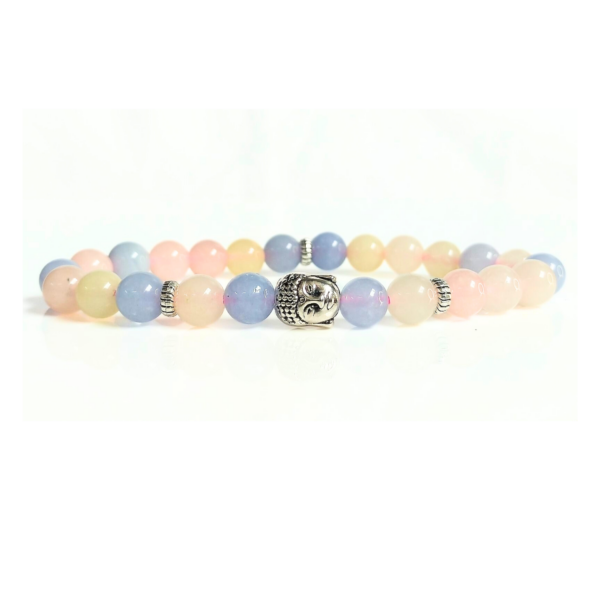 Morganite Beryl With Buddha Head 8MM Bracelet