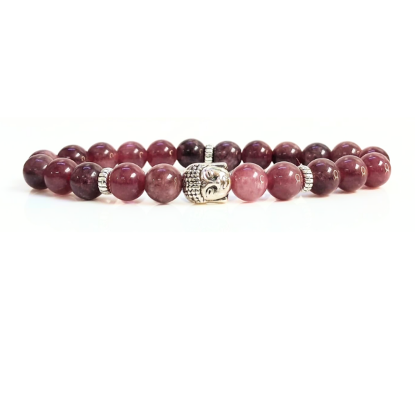 Pink Tourmaline With Buddha Head 8MM Bracelet