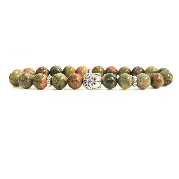 Unakite With Buddha Head 8MM Bracelet