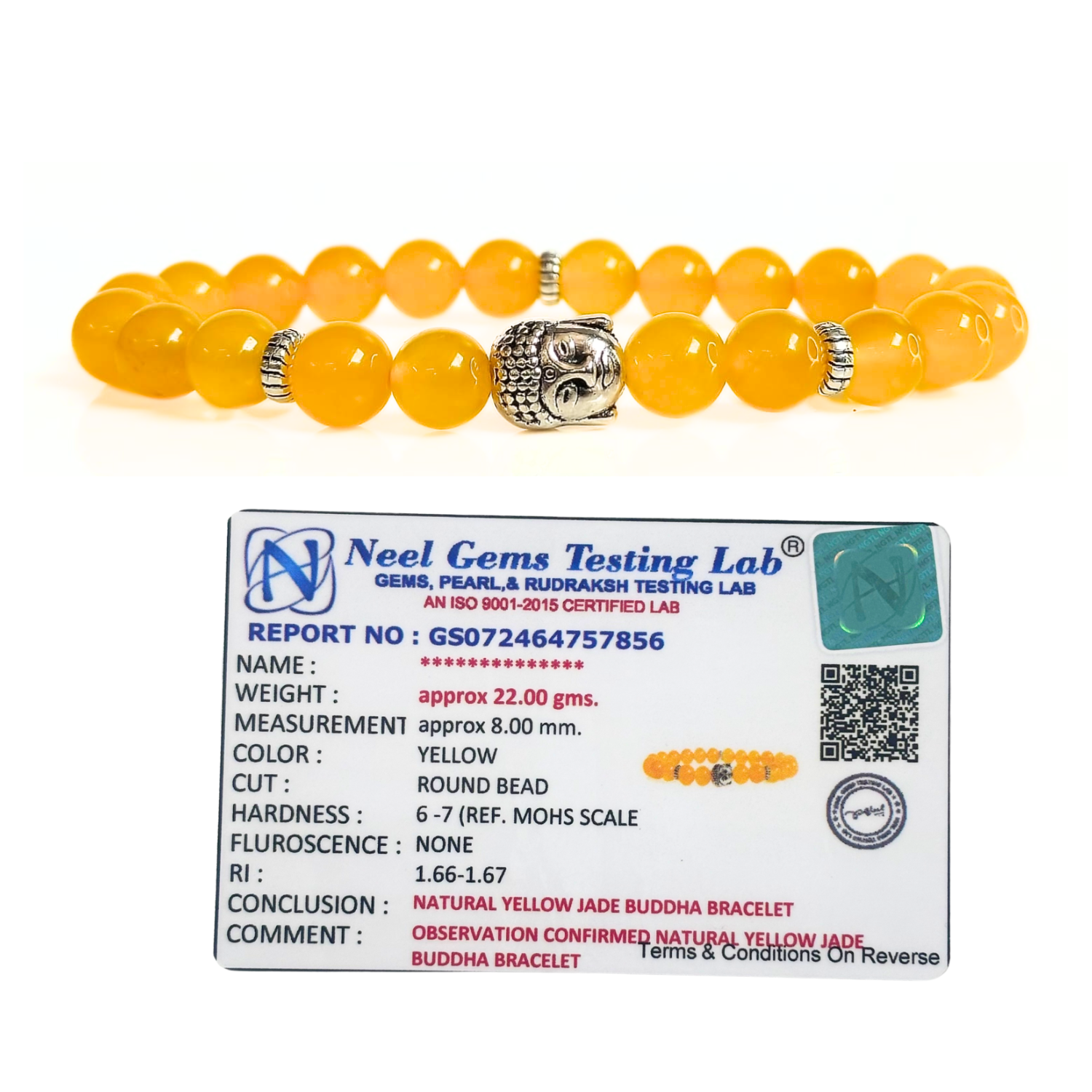 yellow jade Yellow Sapphire With Buddha Head 8MM Bracelet