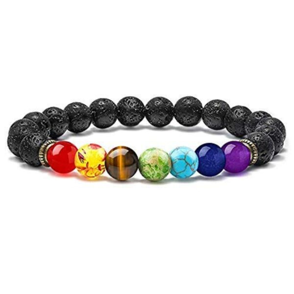 7 Chakra Lava Stone Healing Bracelet - Energy & Balance