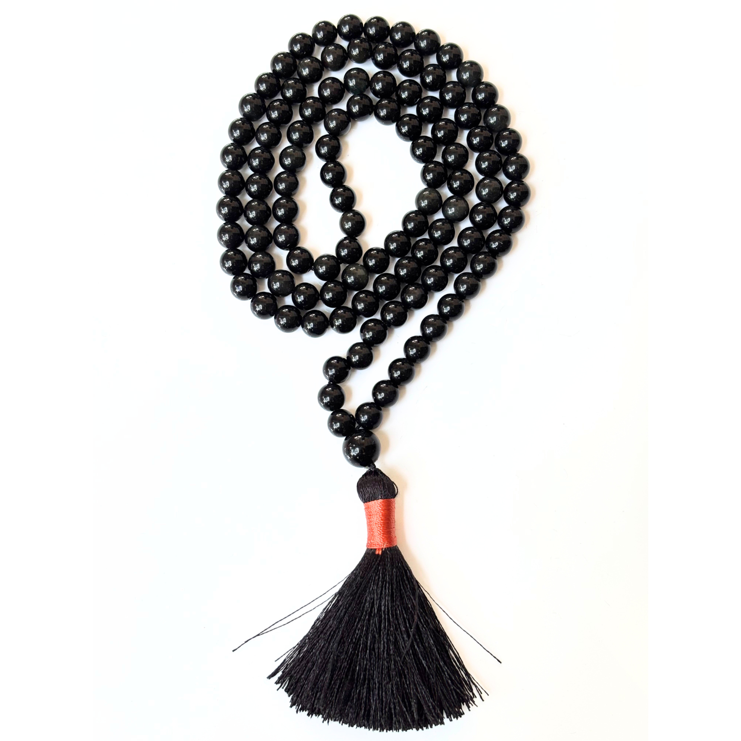 Black Obsidian Black Tourmaline Jap Mala 108 Beads
