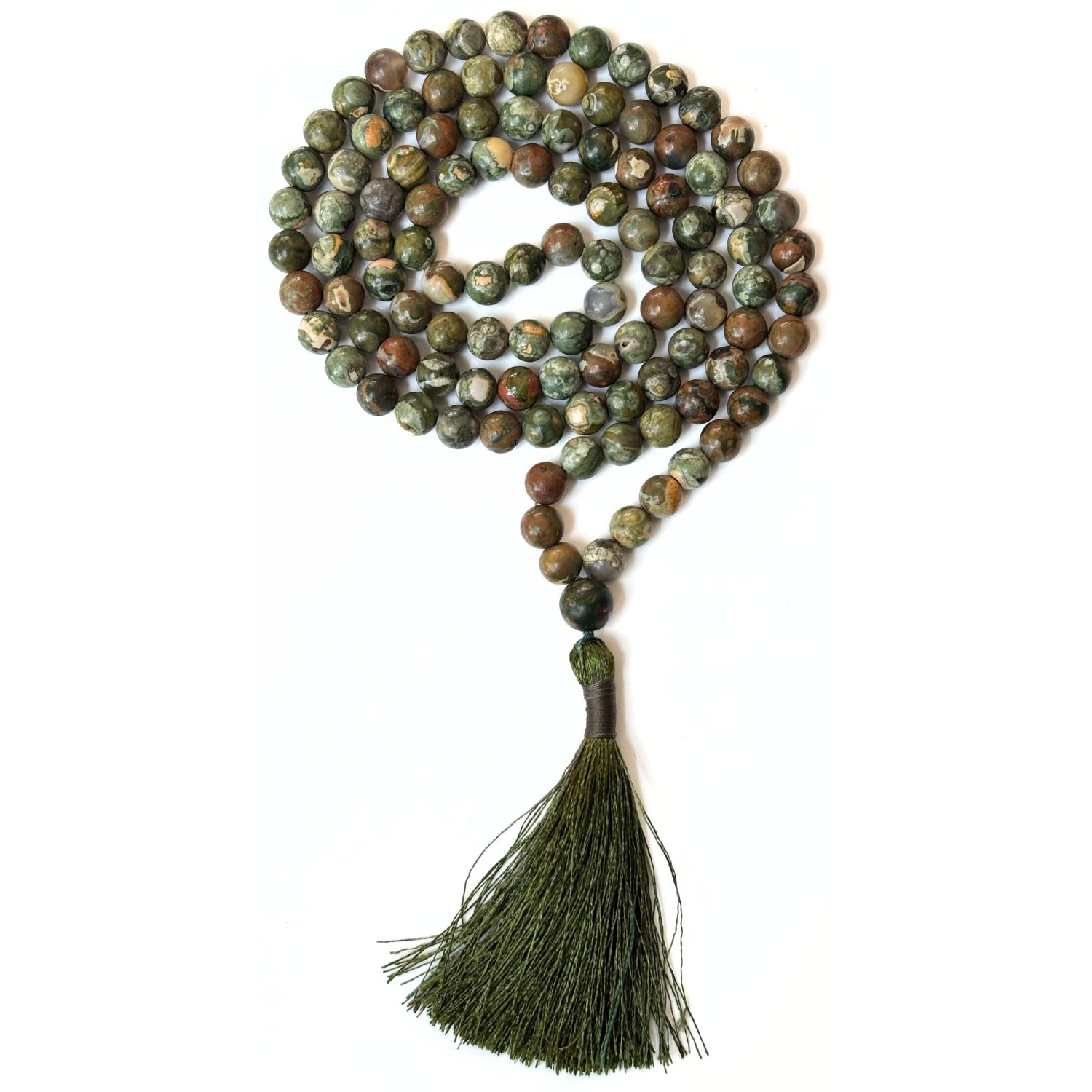 Rhyolite Jap Mala with 108 Natural Beads