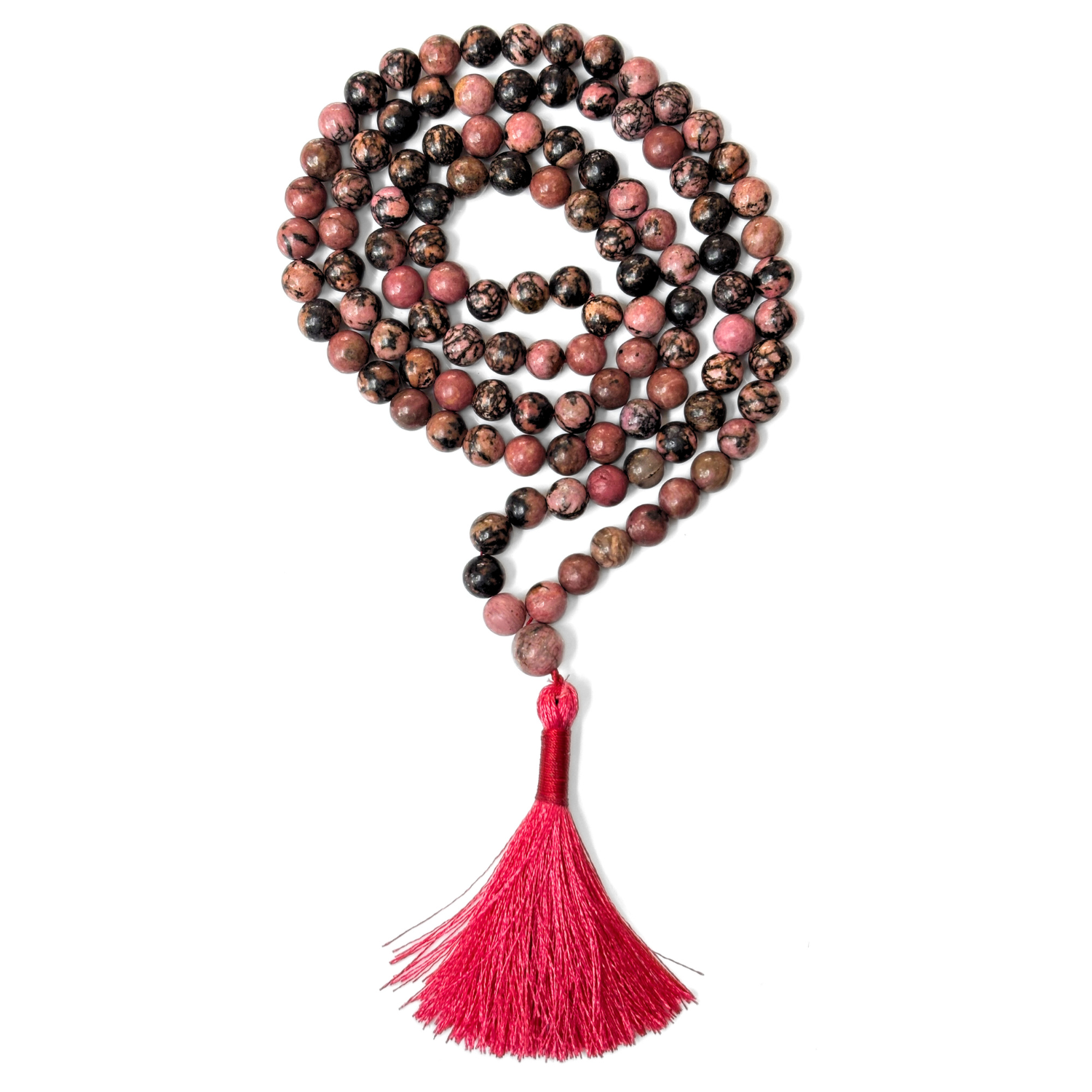 Rhodonite Rhodonite Jap Mala – 108 Prayer Beads for Healing & Meditation