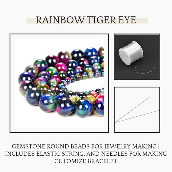 Rainbow Tiger Eye Natural AAA Beads For Bracelet Necklace DIY Jewelry Making Design 45-48 Beads