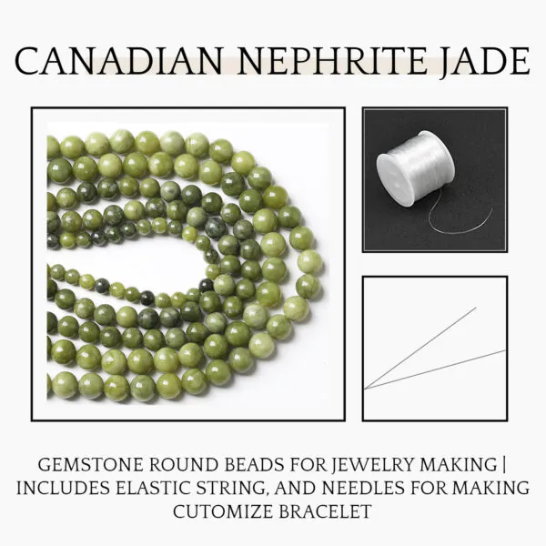 Canadian Nephrite Jade Natural AAA Beads
