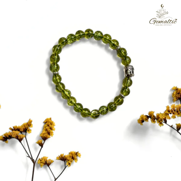 Peridot With Buddha Head 8MM Bracelet