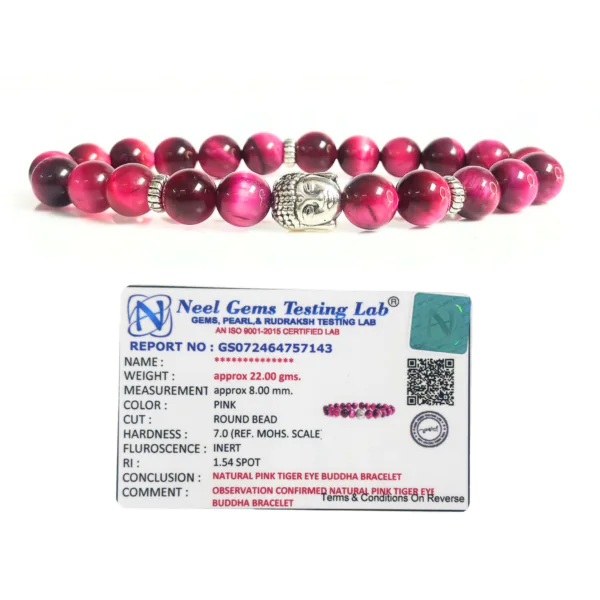 Pink Tiger Eye With Buddha Head 8MM Bracelet