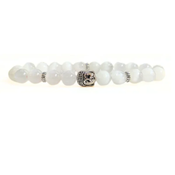 Selenite With Buddha Head 8MM Bracelet