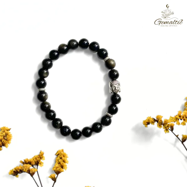 Golden Obsidian With Buddha Head 8MM Bracelet