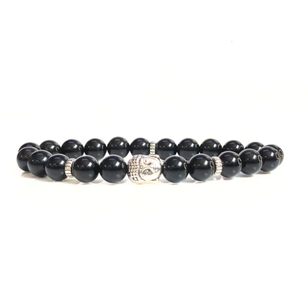 Black Tourmaline Bracelet With Buddha Head 8MM