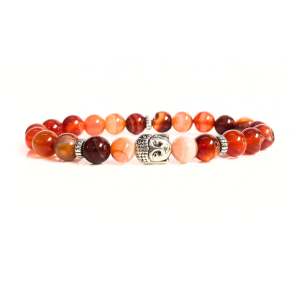 Red Sulemani Hakik With Buddha Head 8MM Bracelet